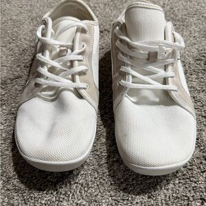 WHITIN White and Beige Casual Lace-Up Sneakers Womens Size 11.5